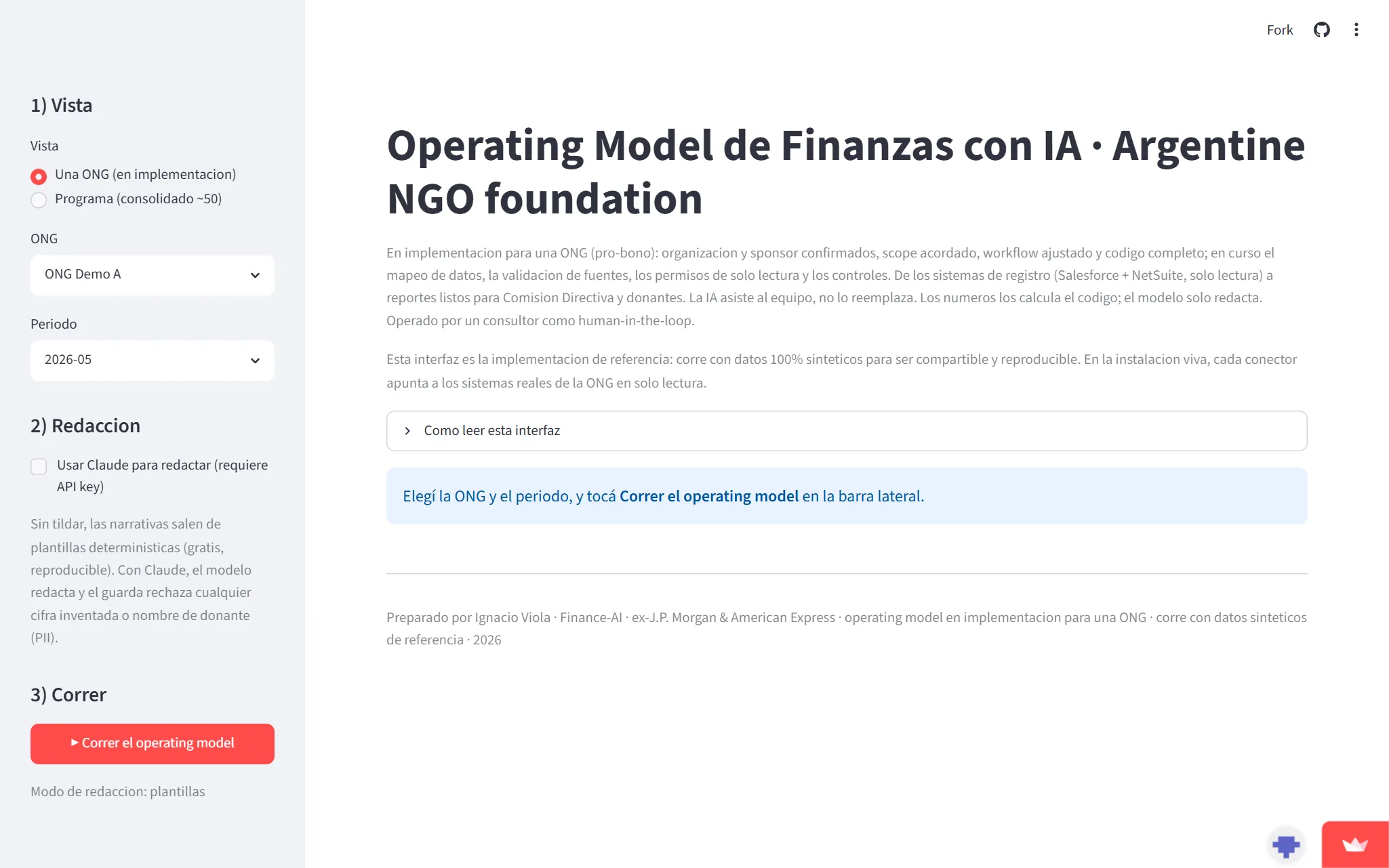 NGO Finance-AI demo: a reference operating model over Salesforce and NetSuite with read-only connectors and human-in-the-loop.